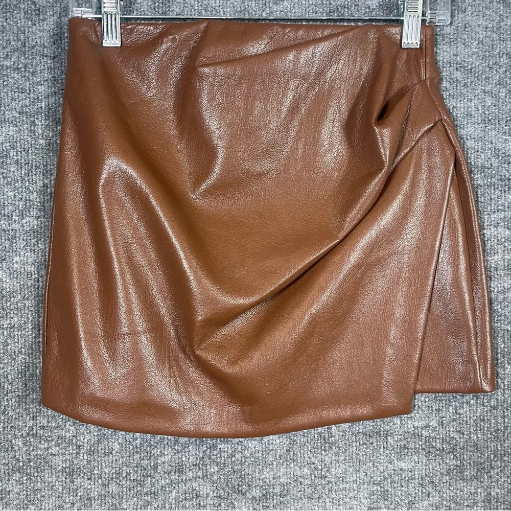 Wilfred Aritzia‎ Womens 2 Brown Wrap Angie Skirt High Waist Vegan Leather Lined